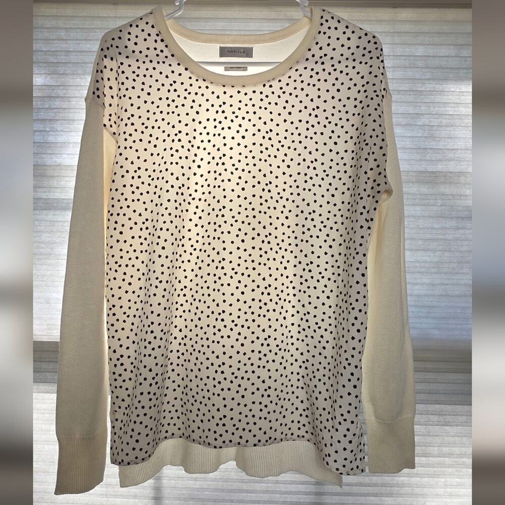 Van Heusen Cream and Black Polka Dot Top